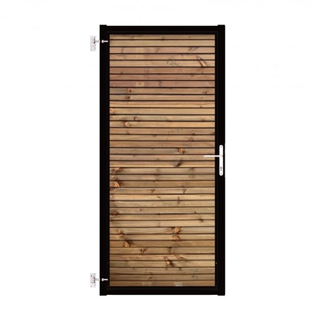 Tuinpoort Combiwood Douglas | Rhombus Triple Bruin | Zwart frame