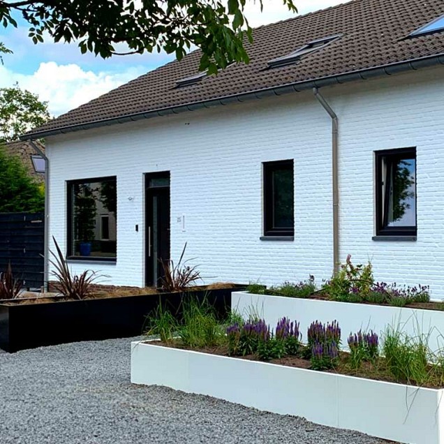 Gepoedercoat staal plantenbak Rechthoek XL 150x50x30cm RAL9010  met bodemplaat