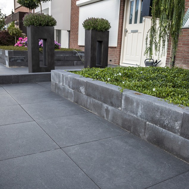 *Luxe Tuintegel met deklaag zonder facet 60x60x5cm Black (Let op! Uitlopend. Op=OP)