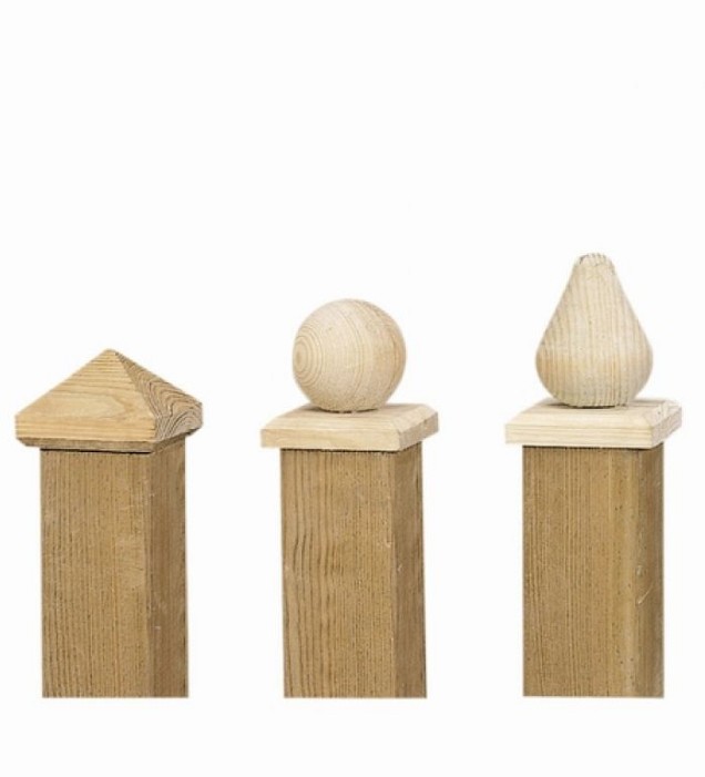 *Paalornament bol op plaat hout 80x80mm