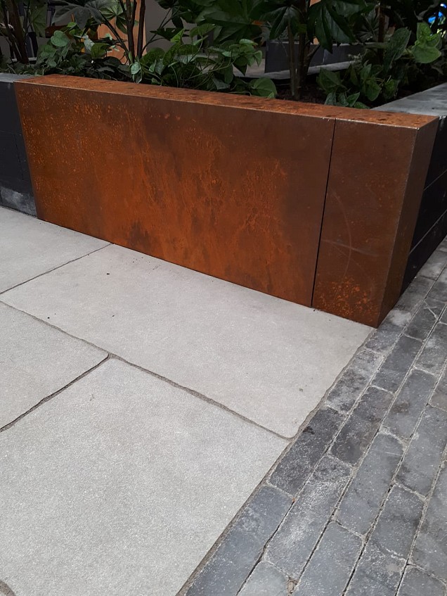 *Cortenstaal t.b.v. 15x15 blok afsluitkap 15x43x200cm (BxHxL)