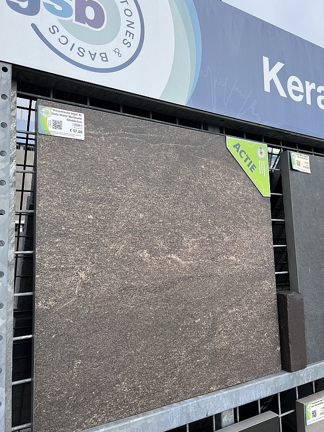 *Aanbieding Keramische tegel XL Slate Warm Multicolor 60x60x3cm Op=Op