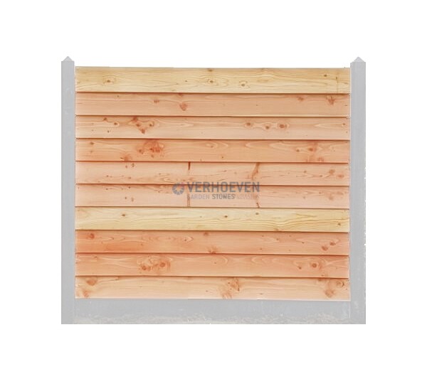 Tuinscherm Douglas enkelzijdig zweeds rabat 12-27x195mm recht rvs geschroefd 180x180cm (BxH)