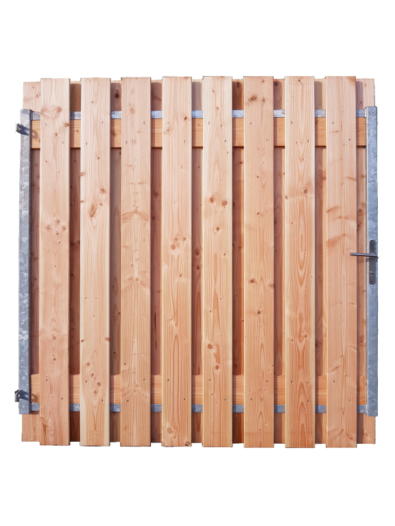 Poort 130cm geschaafd 16x140mm Douglas Stalen Frame 130x180cm Verticaal