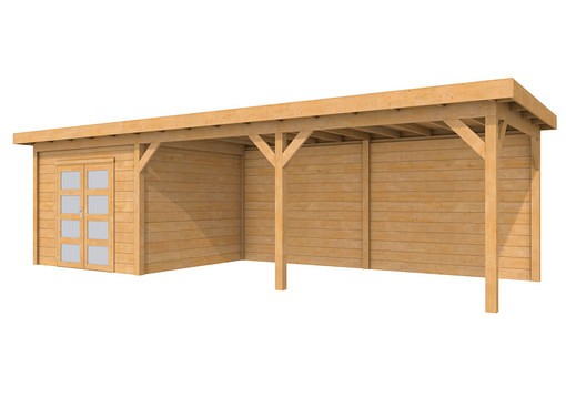 Hillhout douglas Topvision tuinhuis Roek 298x298cm luifel 300cm met dubbele deur, wanden zwart ge?mp