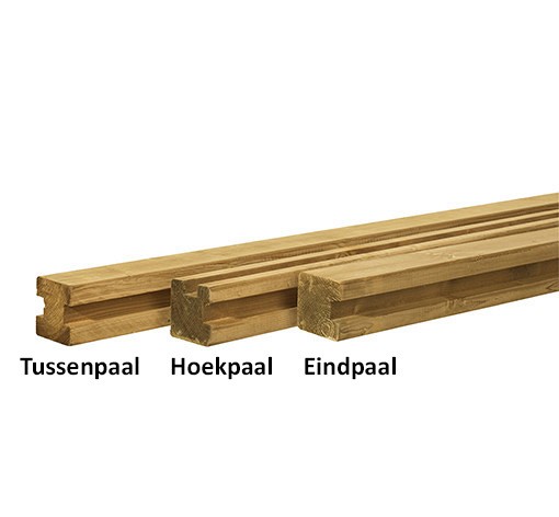 *VierkantPaal sponning 28mm TussenPaal Grenen 88x88x2700mm