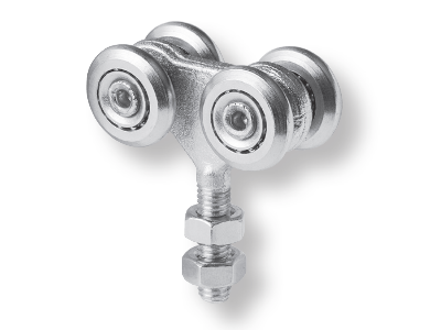 Viervoudig wielenblok met open lager M8 hoogte 61mm