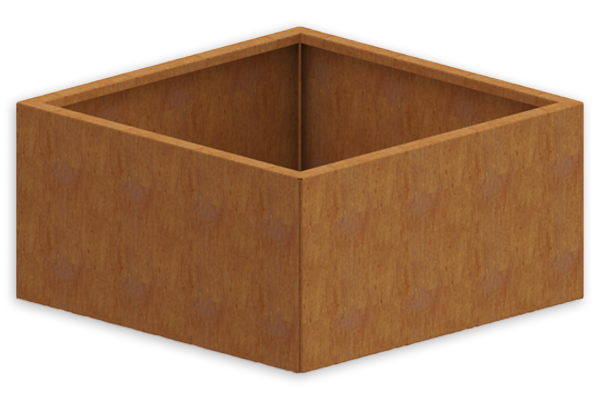 Cortenstaal plantenbak Vierkant 100x100x100cm met bodemplaat