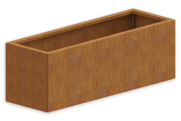 Cortenstaal plantenbak Rechthoek XL 150x50x30cm met bodemplaat