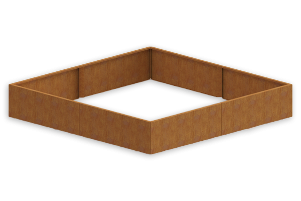 Cortenstaal plantenbak Vierkant XL 150x150x30cm