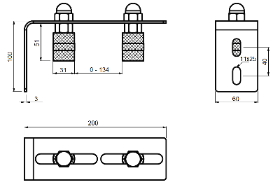 Geleidingsplaat dubbele roller - 20cm