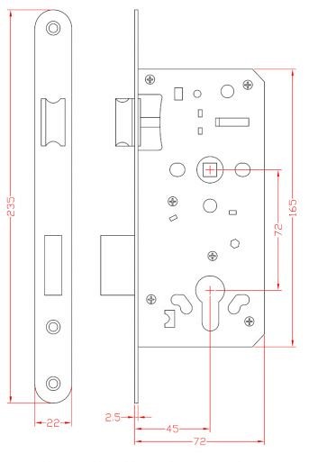 Hang- en sluitwerk Rozet Zwart Cilinder compleet excl. duimen t.b.v. 155cm Stalen frame